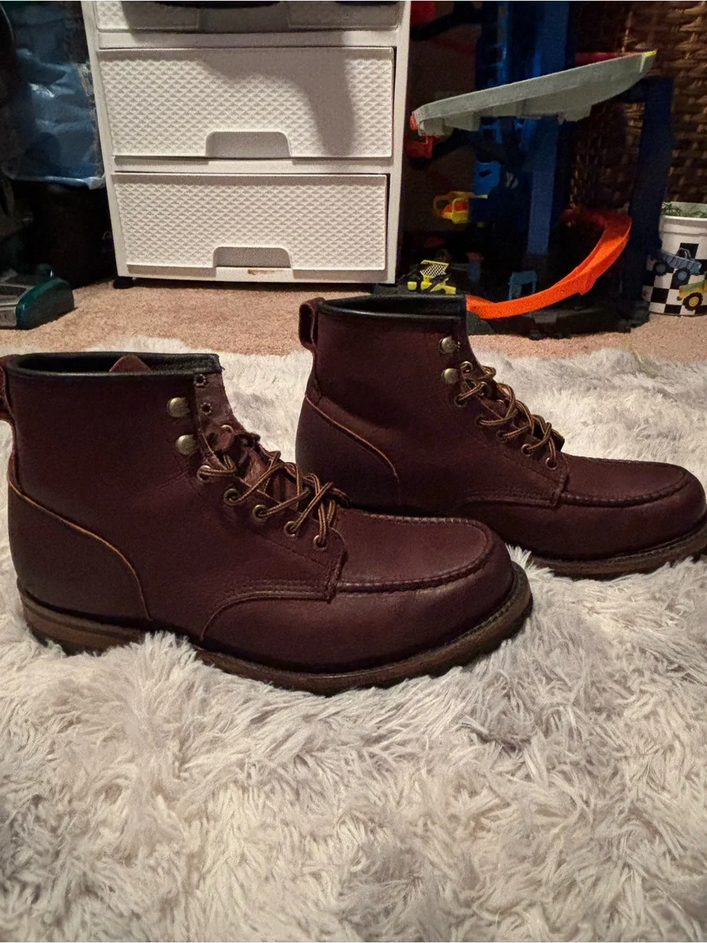 Men's Frye Dark Brown Leather Lace-Up Moc Toe Work Boots